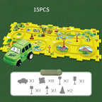 Puzzle-Straßenset mit Auto und Verkehrsschildern