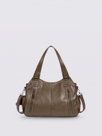 Handtasche mit Reißverschlusstaschen und abnehmbarem Trageriemen
