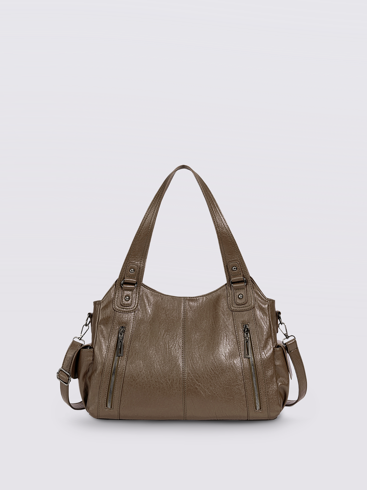 Handtasche mit Reißverschlusstaschen und abnehmbarem Trageriemen