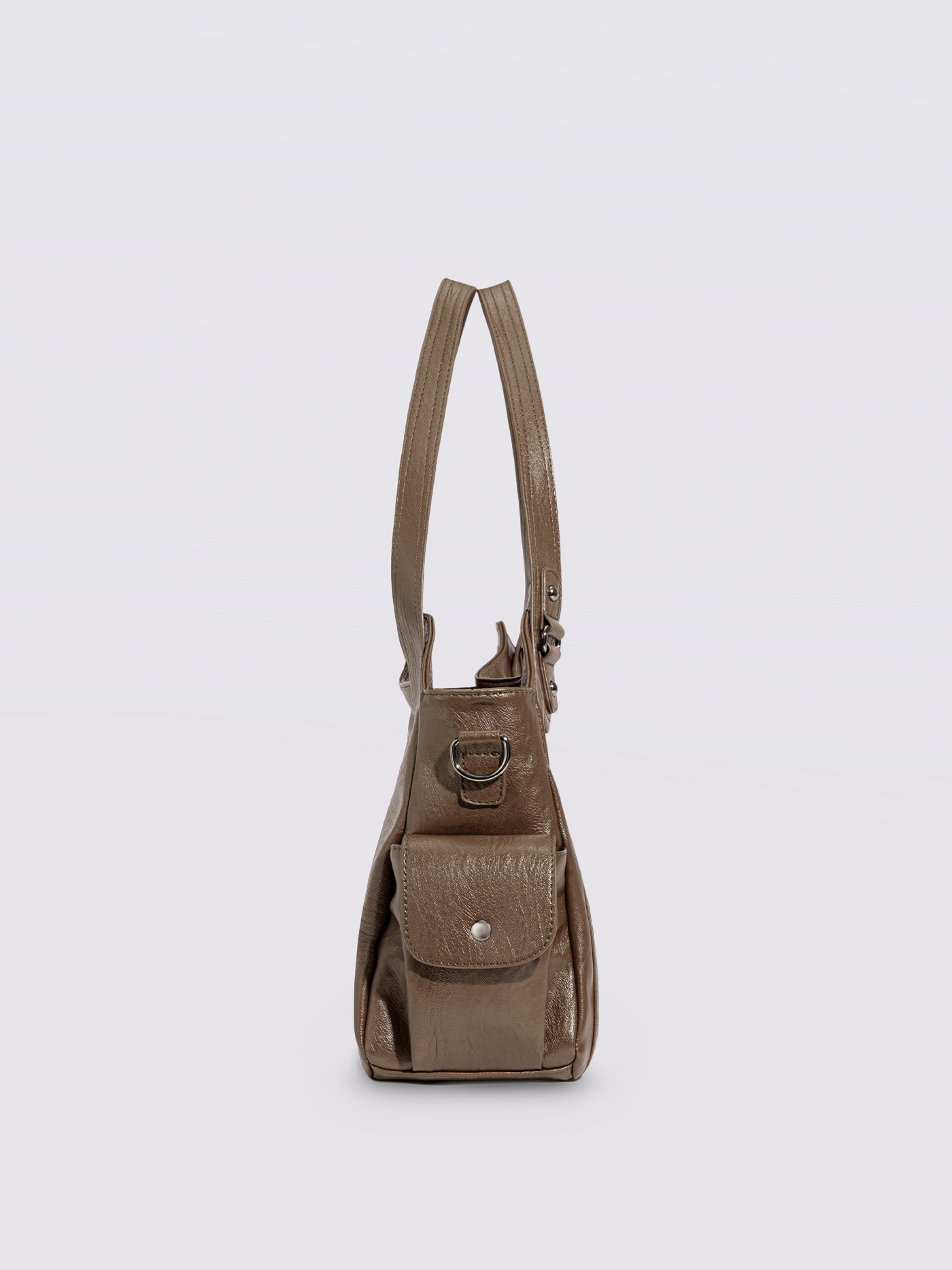 Handtasche mit Reißverschlusstaschen und abnehmbarem Trageriemen