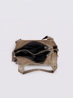 Handtasche mit Reißverschlusstaschen und abnehmbarem Trageriemen