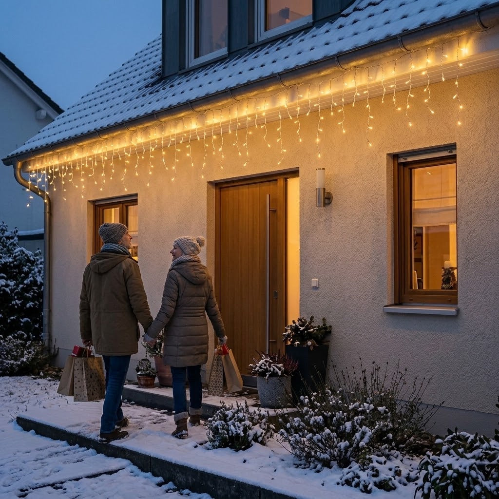 LED Eisregen-Lichterkette 10 m mit 8 Leuchtmodi, IP55