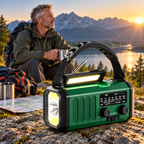 Notfallradio mit Kurbel, Solar und Powerbank-Funktion