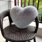 Heart-shaped soft faux fur pillow – decorative heart-shaped pillow cm