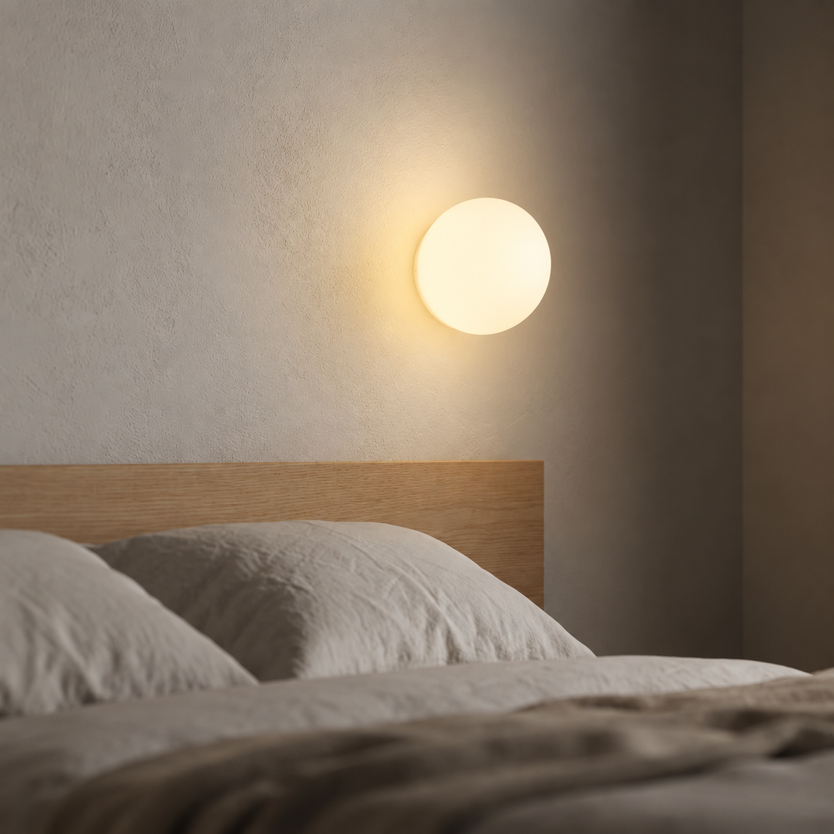 Round glass wall light with G9 socket, milky white - Ø 12/15/18 cm