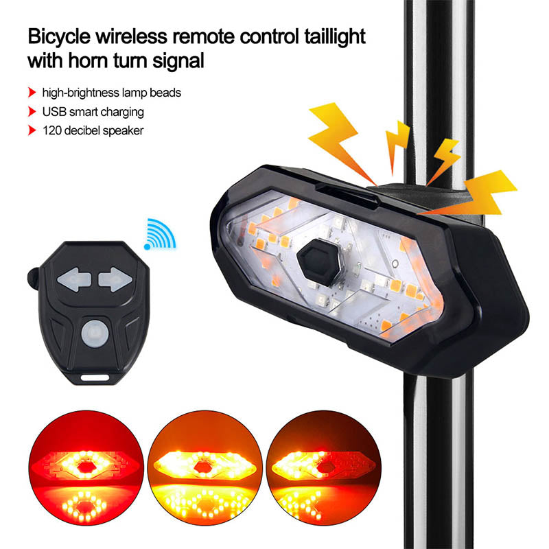 Bicycle rear light with remote control and turn signal