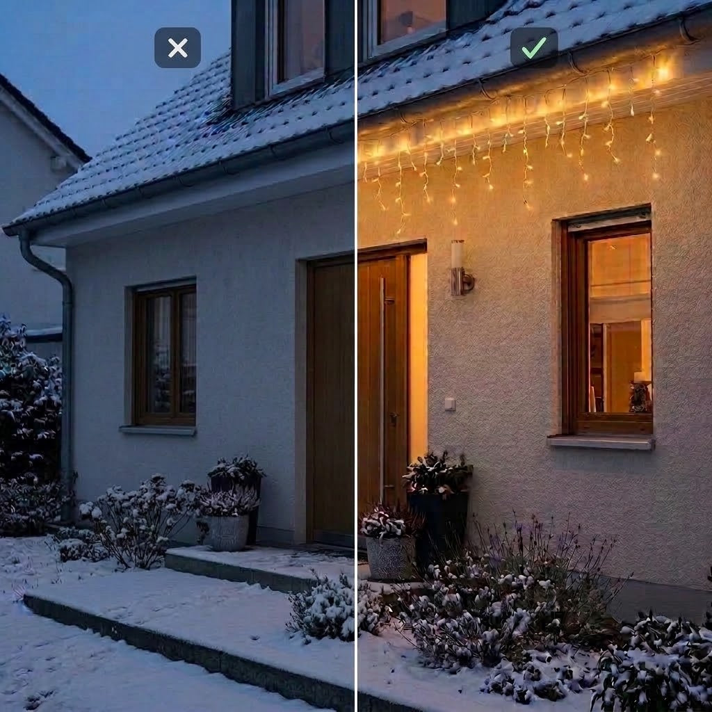 LED Eisregen-Lichterkette 10 m mit 8 Leuchtmodi, IP55
