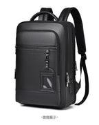 Leather backpack with USB charging port for 15.6-inch laptop