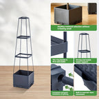 Self-watering planter box with trellis – Anthracite