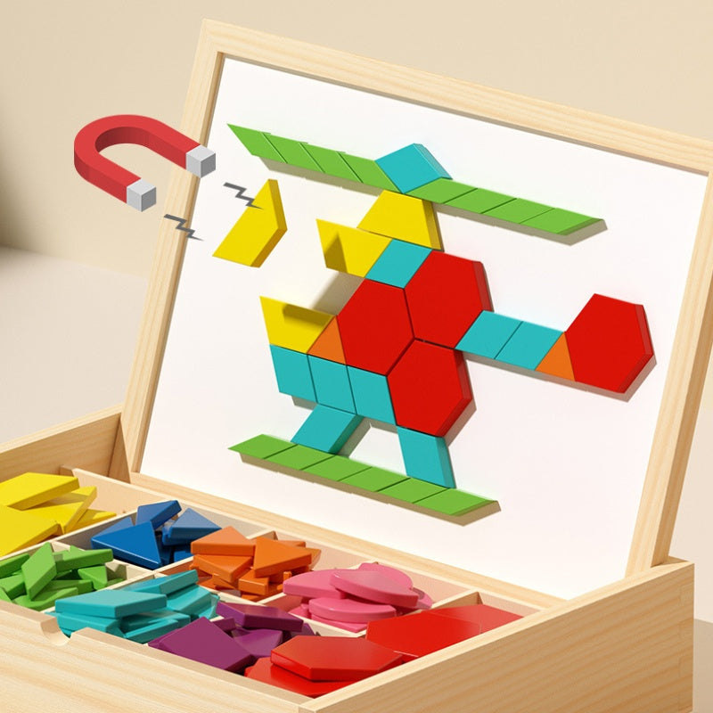Magnetisches Holz-Puzzle mit geometrischen Formen