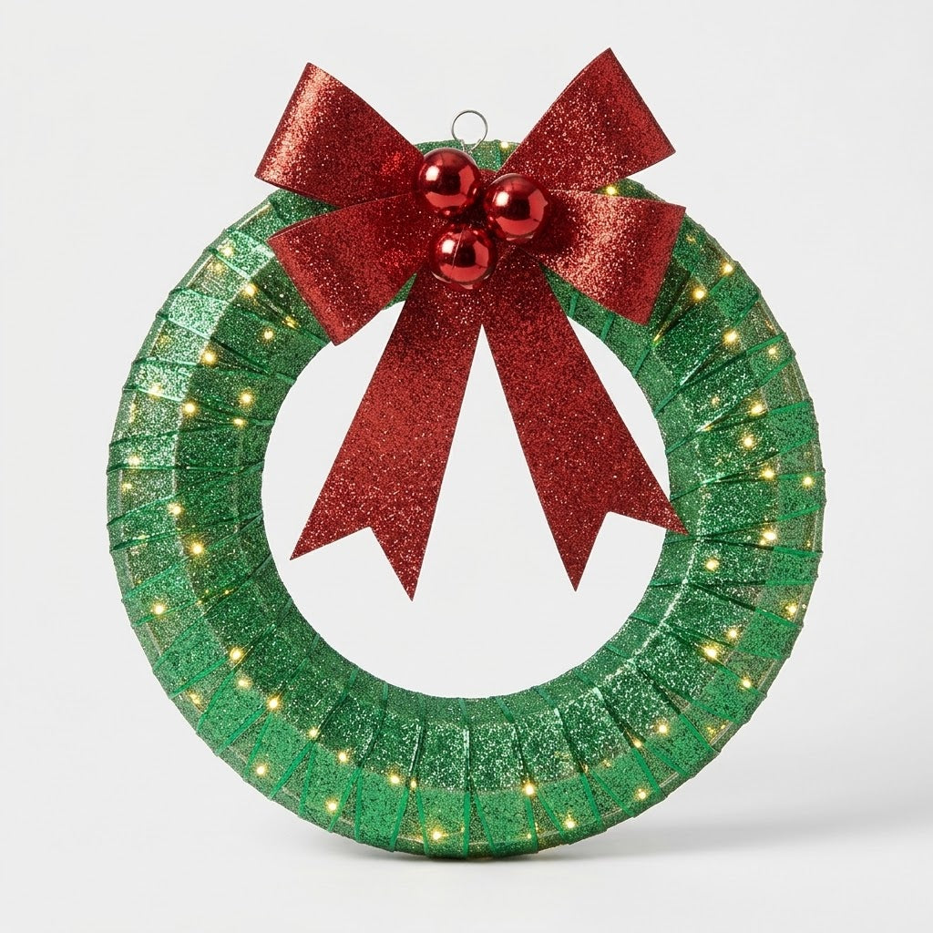 Illuminated LED Christmas wreath, warm white, in green or gold, 30 to 50 cm