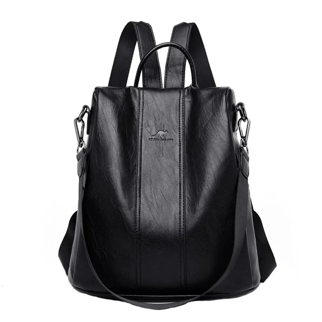 Anti-Theft Leather Backpack – Also Wearable as Shoulder Bag