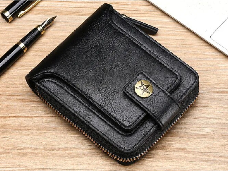 Vintage-Geldbörse mit Rundum-Reißverschluss, Kartenfächern & Münzfach