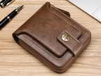 Vintage Wallet with All-Around Zipper, Card Slots & Coin Pocket