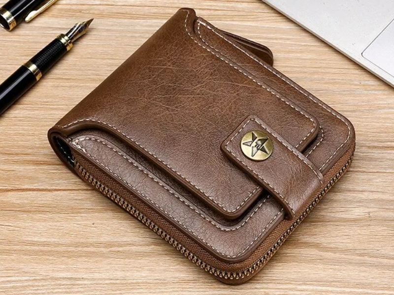 Vintage-Geldbörse mit Rundum-Reißverschluss, Kartenfächern & Münzfach