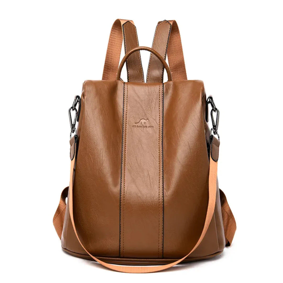 Anti-Theft Leather Backpack – Also Wearable as Shoulder Bag