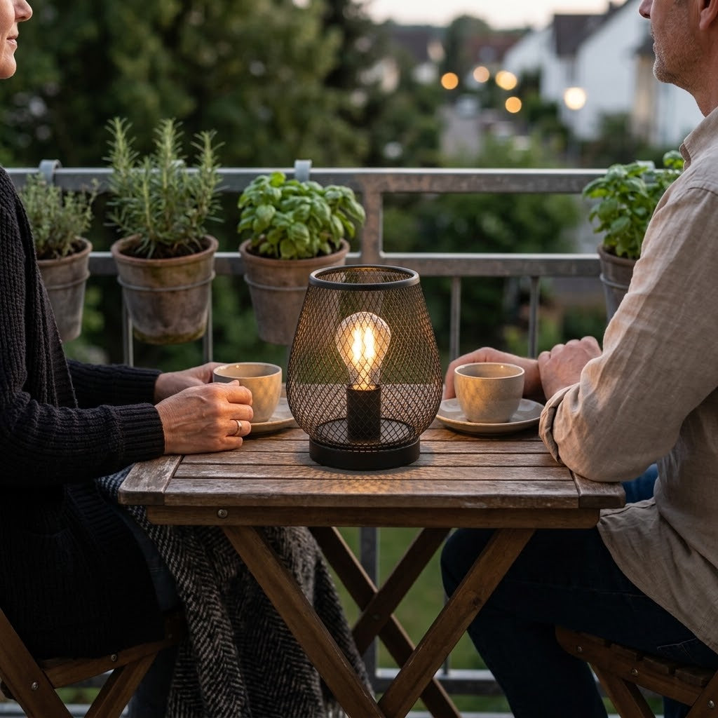 LED-Laterne aus Metallgeflecht, batteriebetrieben, 17 cm