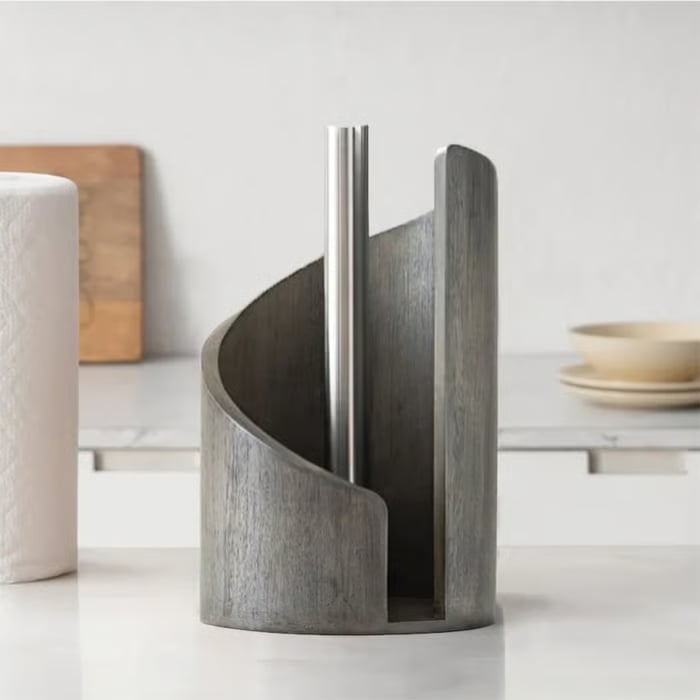 Küchenrollenhalter aus Holz mit Metallstab