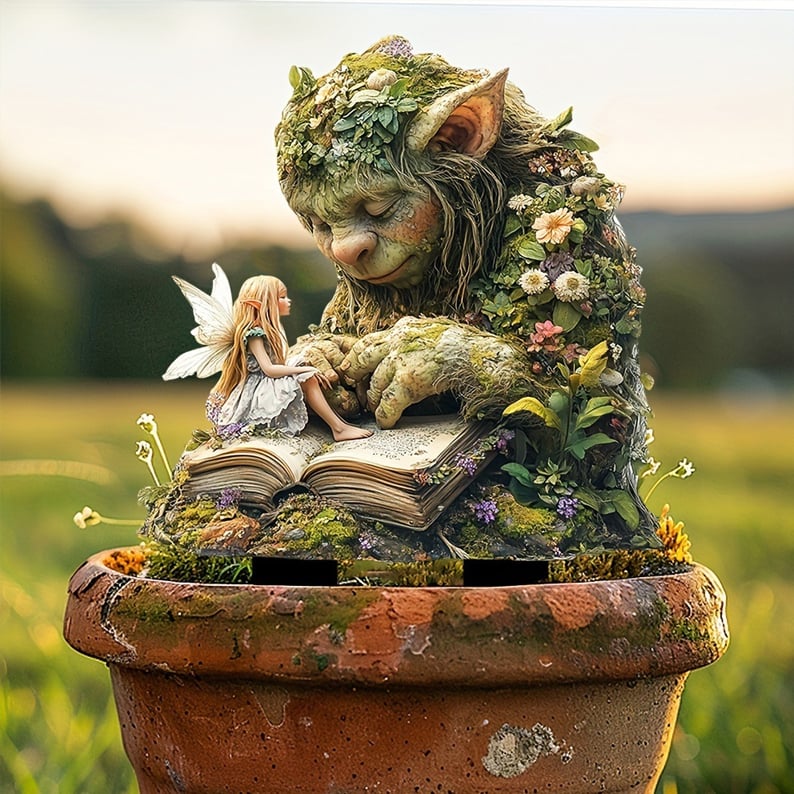 Garden Stake Forest Spirit with Natural Motif made of Acrylic