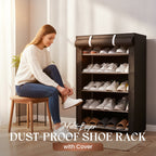 Shoe Cabinet with Fabric Cover and Steel Frame – 6 or 8 Shelves