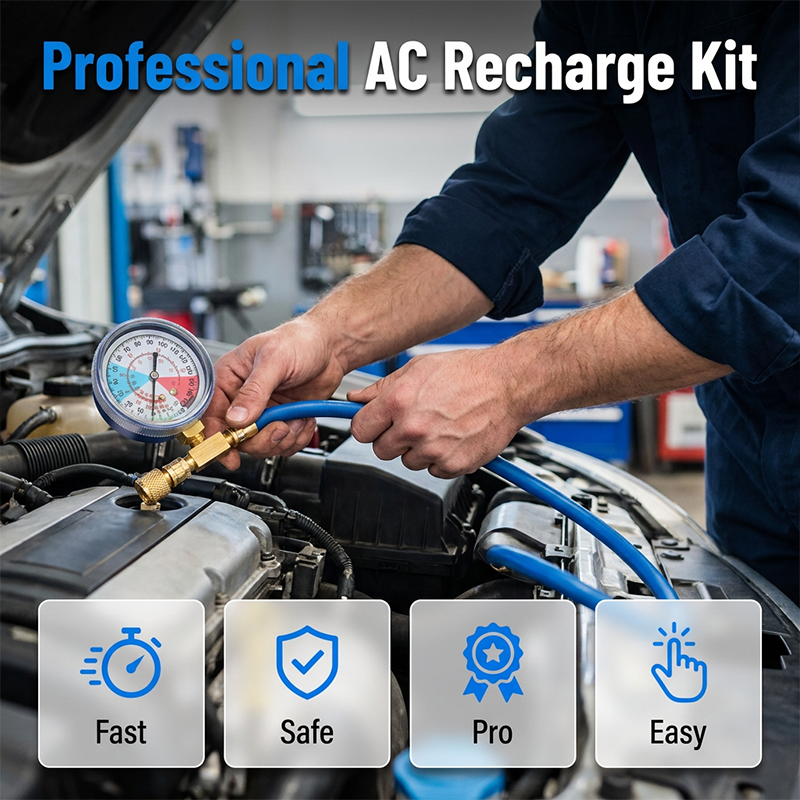 Air conditioning filling hose with pressure gauge for R134A R12 R22