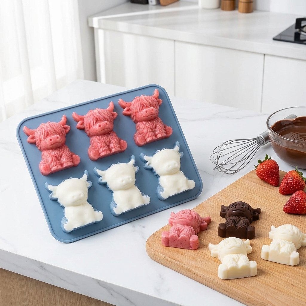 Eiswürfelform Silikon Highland-Kuh mit 6 Mulden