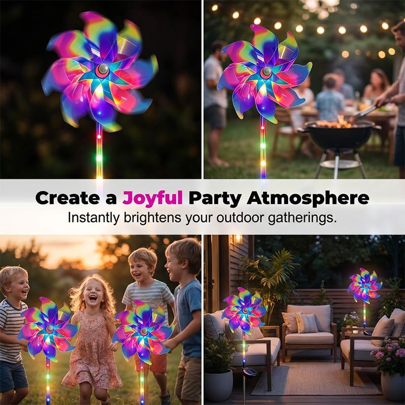Solar garden windmill with LED lighting – Colorful windmill