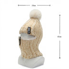 Knitted hat with scarf and fur pom-pom – Windproof for cold days