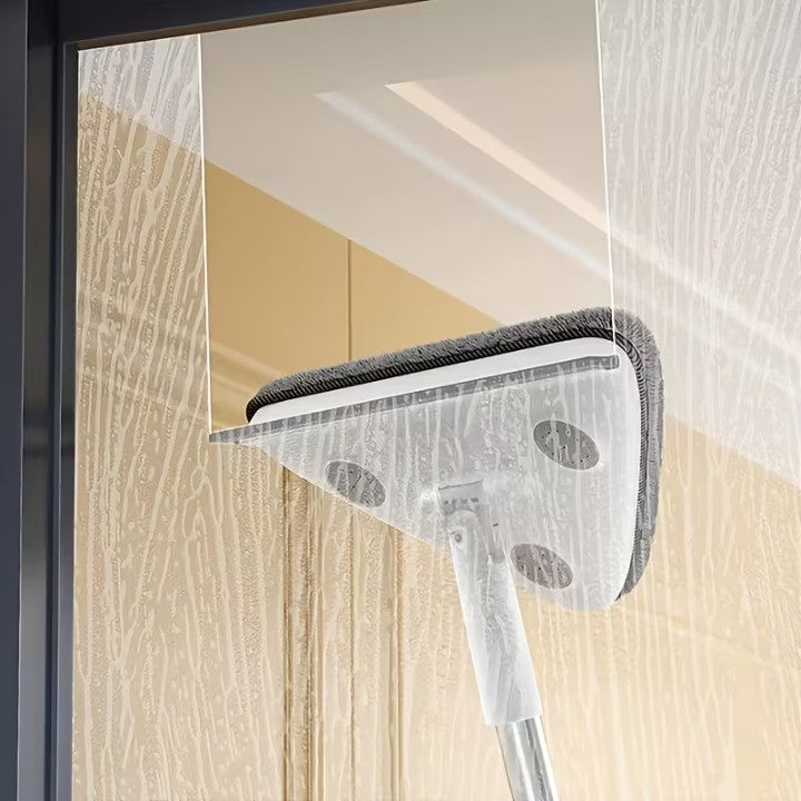 Triangular Window Cleaner with Telescopic Handle – 360° Swivel Head, 110–160 cm