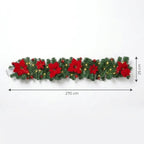 2.7 m LED Christmas garland with fir branches, poinsettias & baubles
