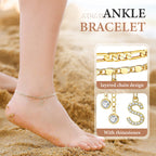 Fußkette Layered-Design mit Strass-Steinen