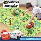 Puzzle-Straßenset mit Auto und Verkehrsschildern