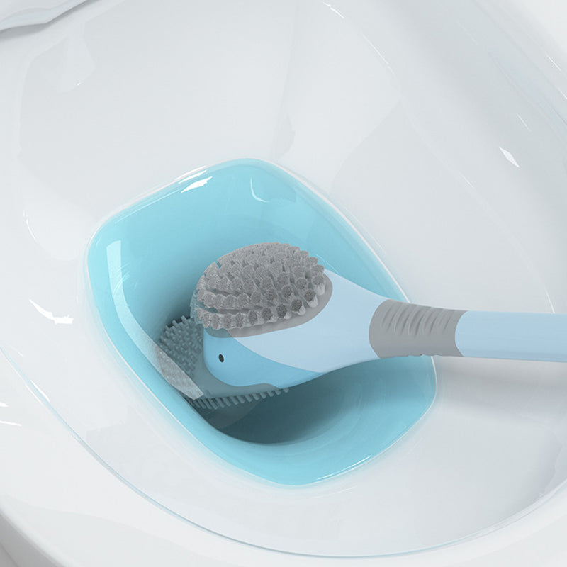 Toilet brush with long handle and soft bristles