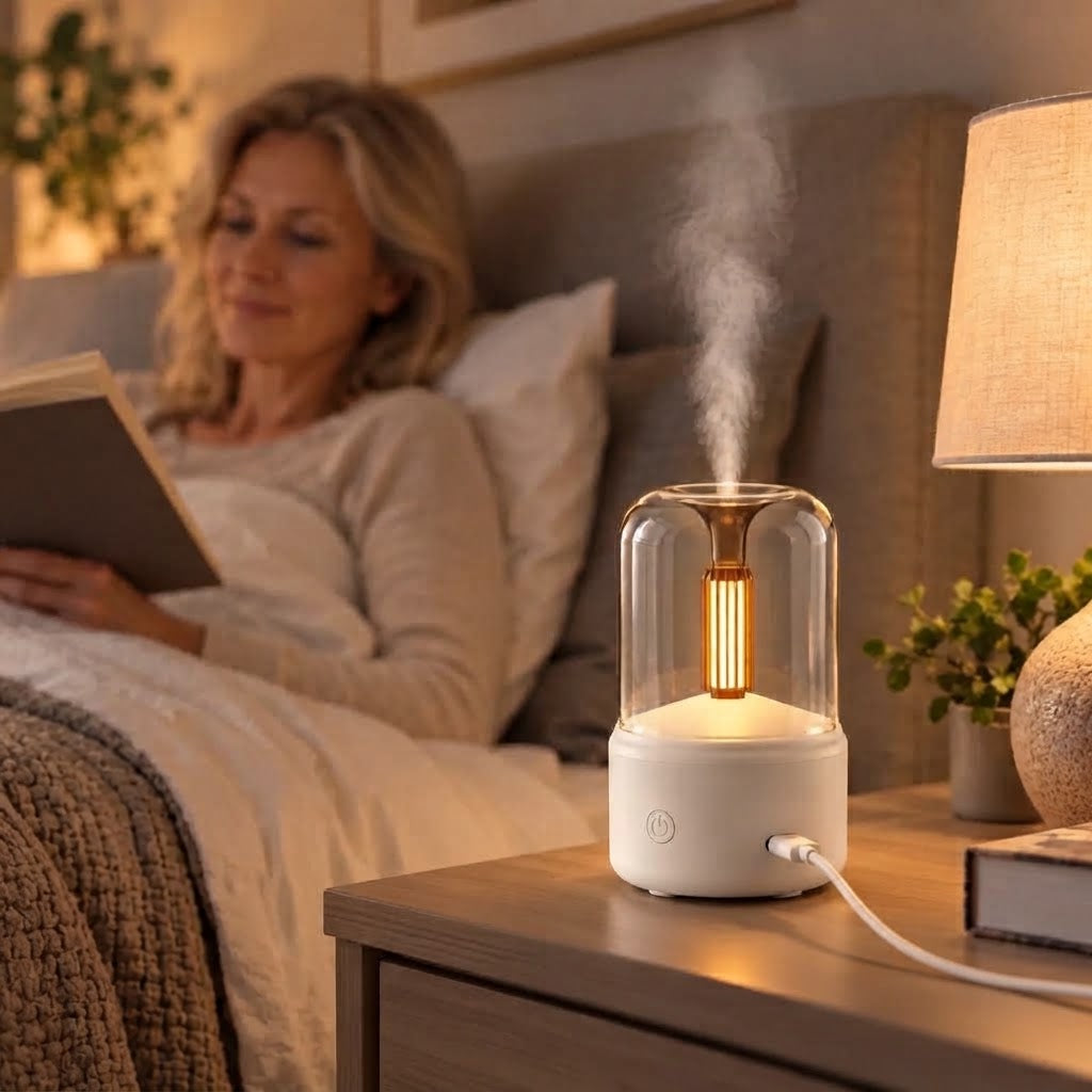 Aroma-Diffuser mit Kerzenlicht-Effekt und Luftbefeuchter