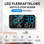 LED wall clock with digital display