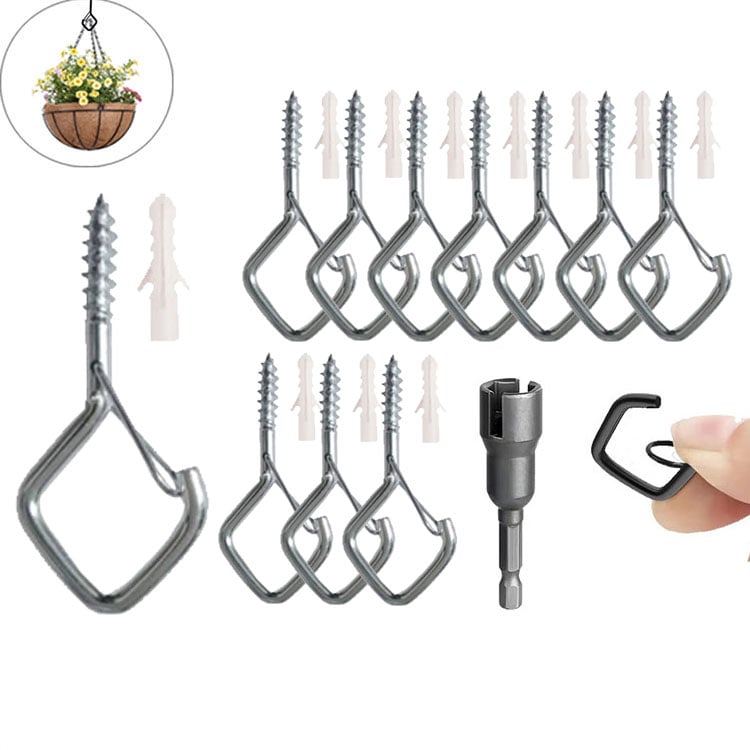 Stainless steel hook set with safety lock for string lights
