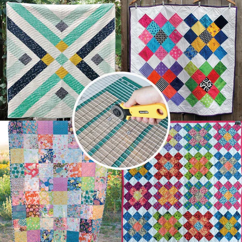Quilt cutting aid with non-slip grip surface cm
