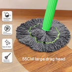 Self-wringing microfiber mop head – Hands-free wringing, 55 cm