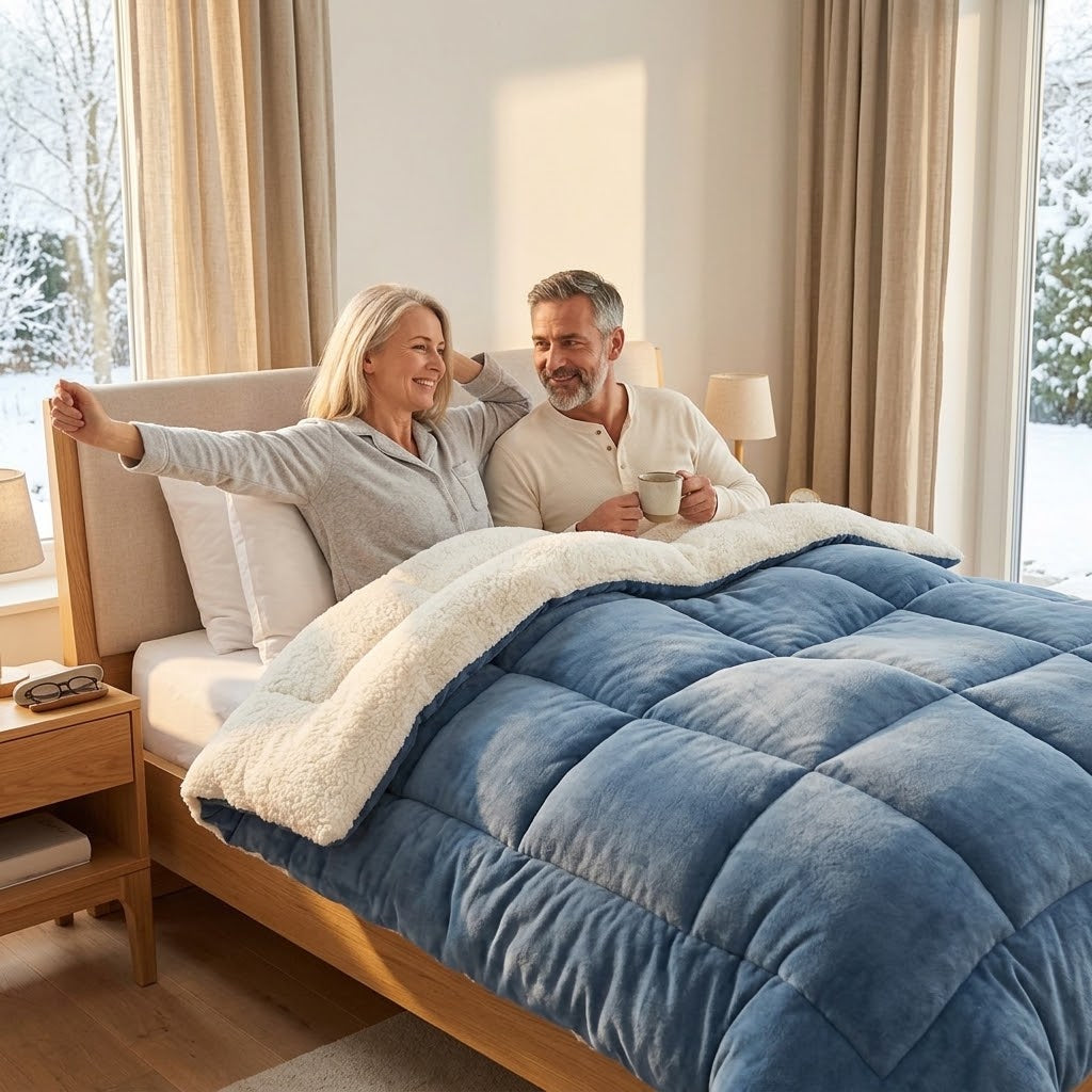 Steppbettdecke Winter 3-lagig – mit Lammfleece, extra warm
