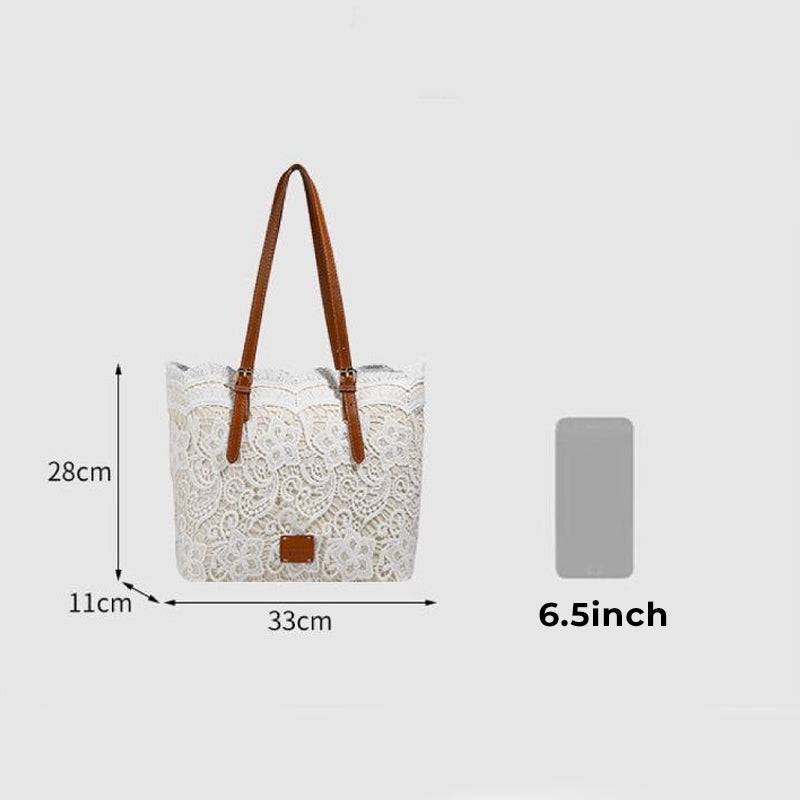 Handtasche Spitze mit Ledergriffen – Elegant und geräumig