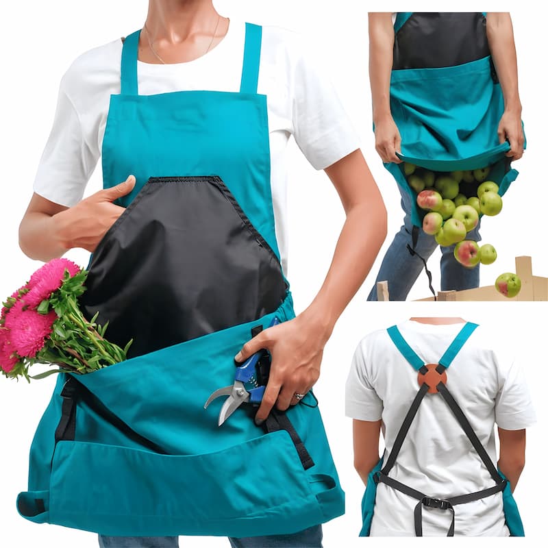 Gartenschürze mit Känguru-Tasche – Freihändiges Sammeln