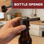 Compact bottle opener with lever mechanism