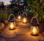Solar-Flammenlaterne mit echtem Flackereffekt — Stimmungslicht für Garten & Terrasse