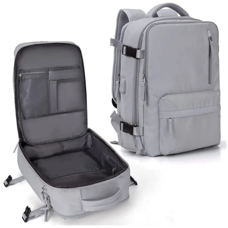 Travel backpack 35 L with USB port and shoe compartment