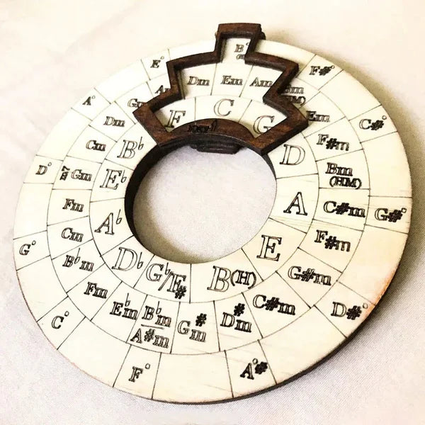 Chord Wheel Wood for Music Theory and Melodies