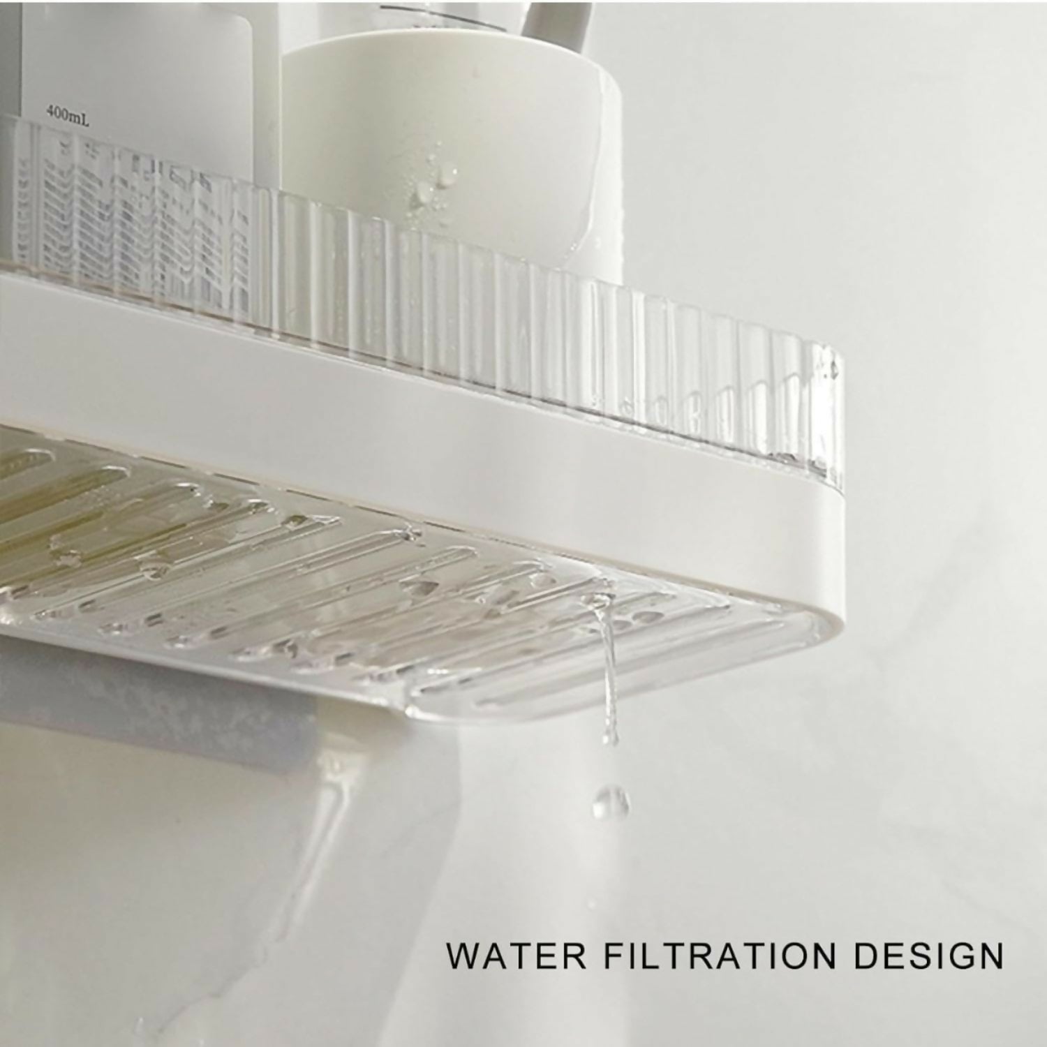 Drill-free shelf with drain – plastic wall shelf