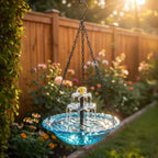 Solar-Vogeltränke mit Springbrunnen – kabellos, zweistufig, zieht Vögel an
