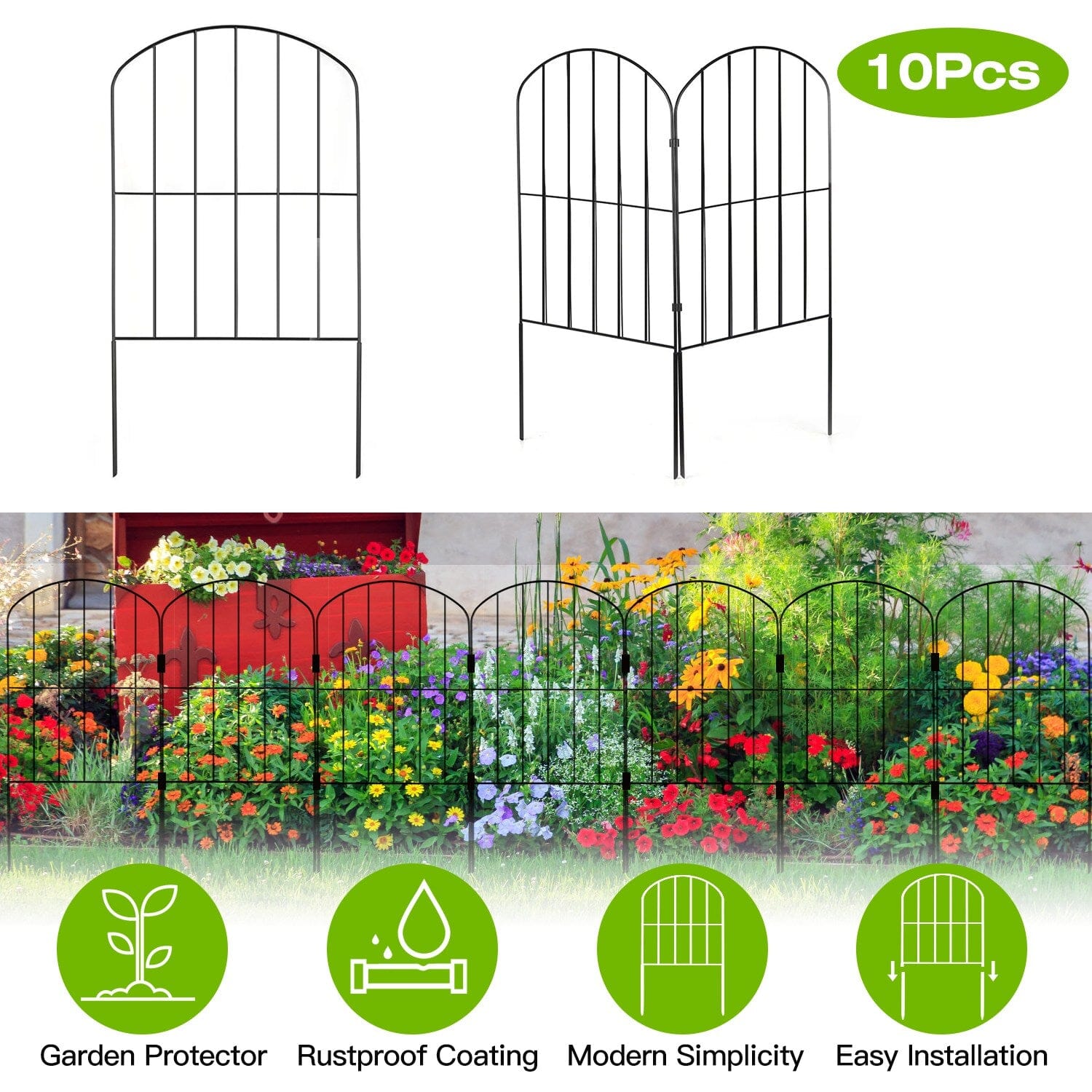 Gartenzaun Edelstahl 10 Paneele flexibel für Beeteinfassung