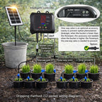 Solar watering system for 12 plants with digital timer
