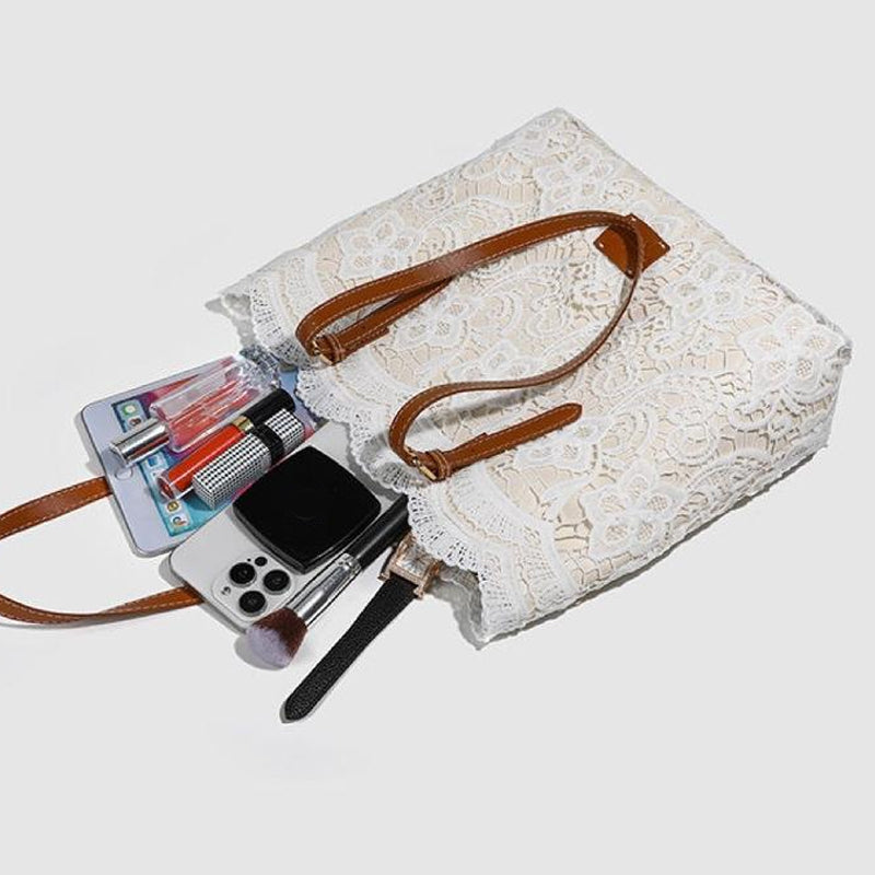 Handtasche Spitze mit Ledergriffen – Elegant und geräumig